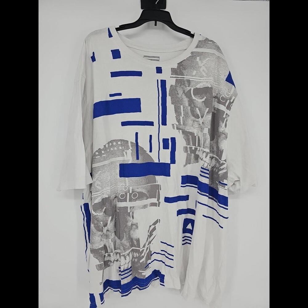 Vintage 1998‎ Sean John Mens Skull T-shirt White Blue 100% Cotton Size 4XB